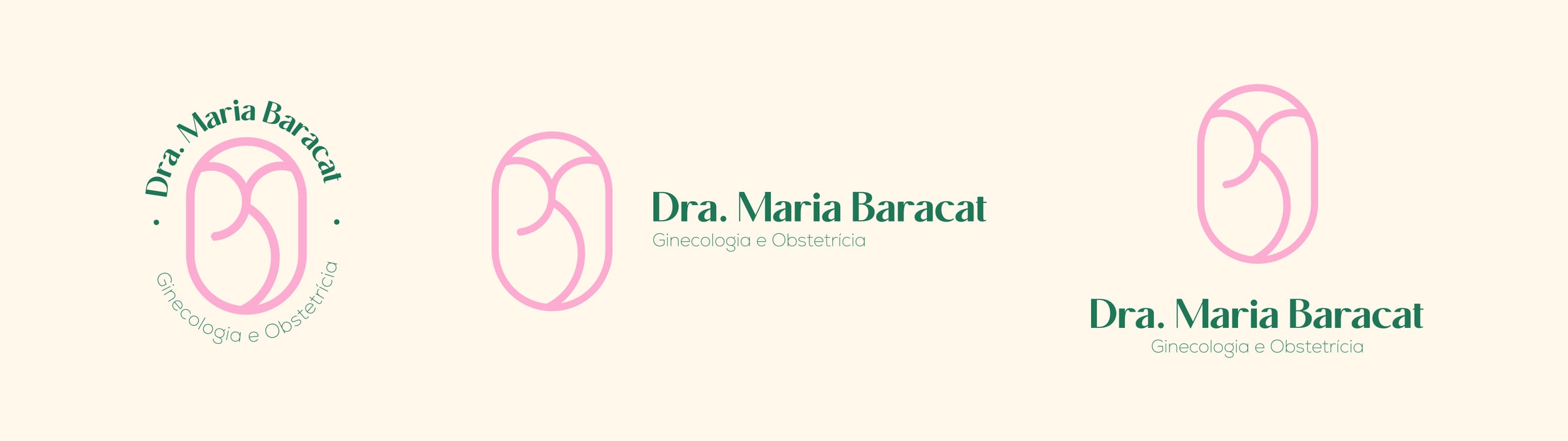Versões do logotipo, em selo circular, horizontal e vertical