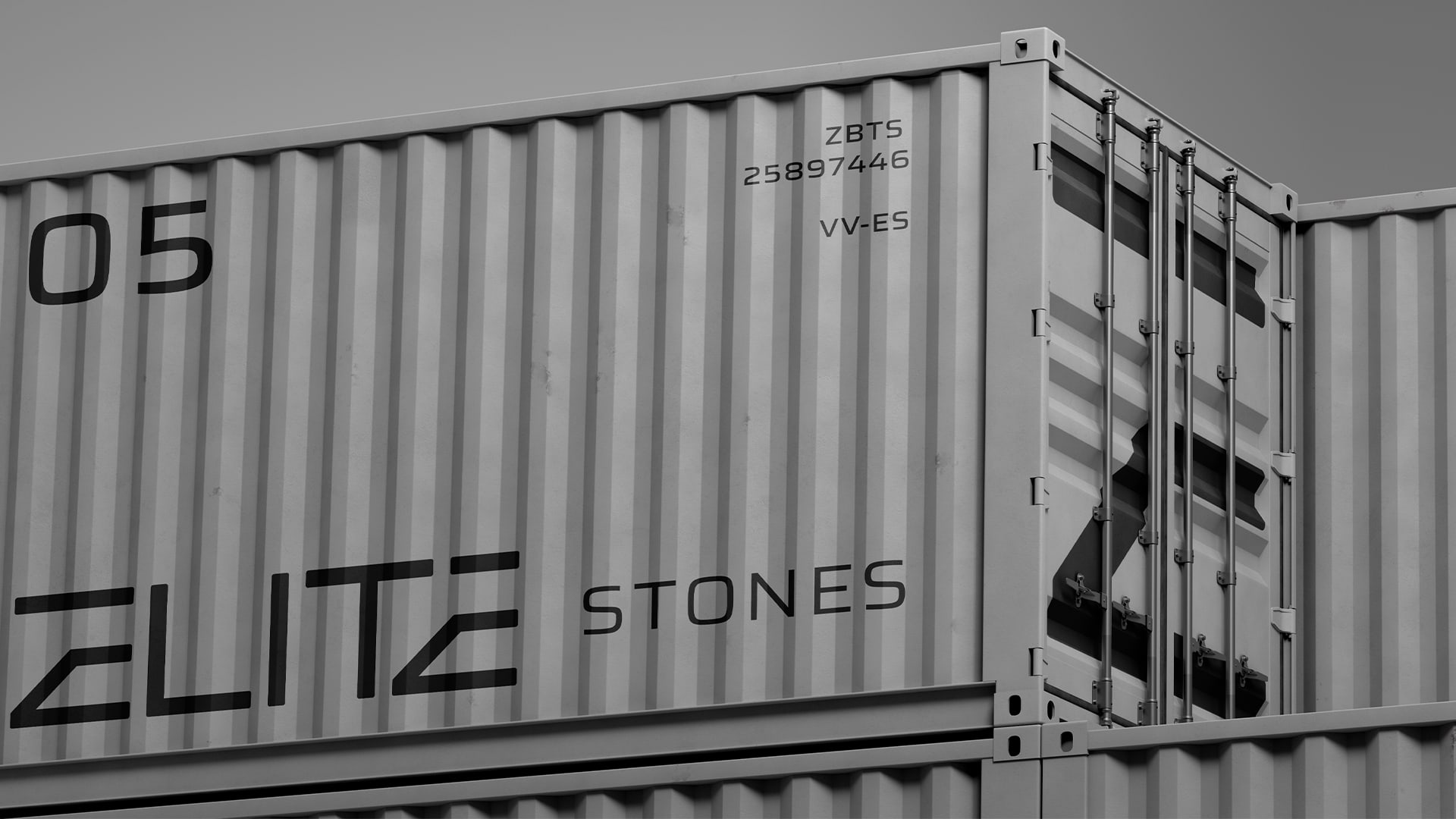 Marca Elite Stones aplicada em contêiner