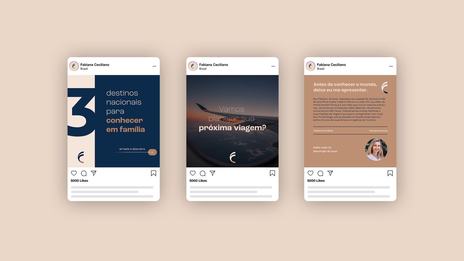 Posts de Instagram da Fabiana Ceciliano com a apresentação da marca
